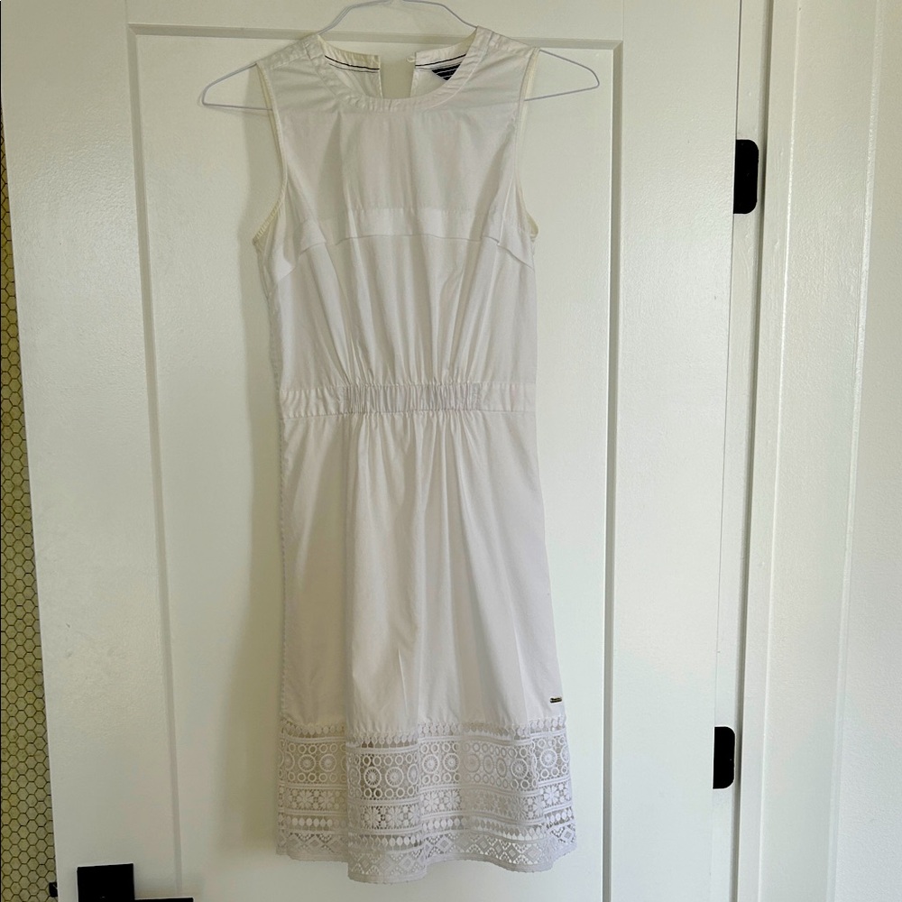 Tommy Hilfiger White Midi Dress with Lace Detail